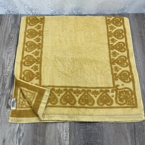 Vintage Sears Best Towel Superplush Heart Boarder Gold Mustard Yellow Bath Towel